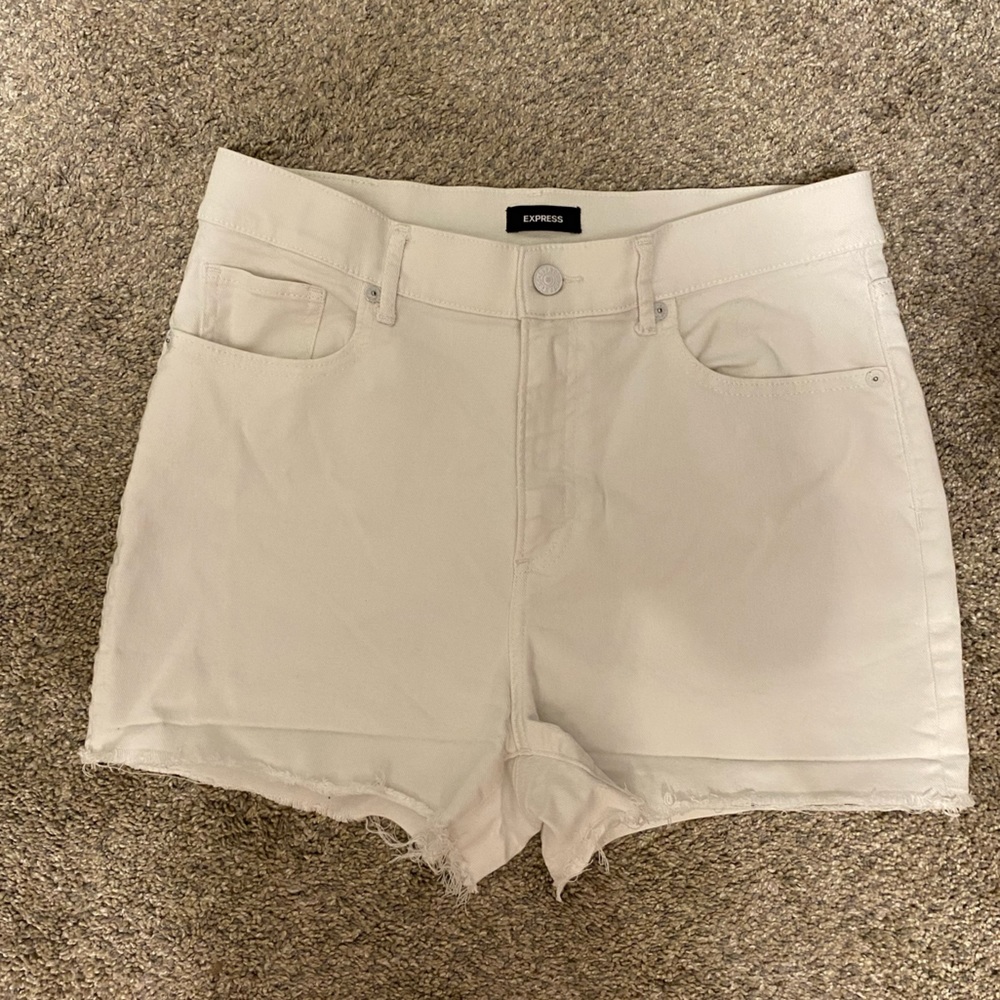 Express white high waisted jean shorts